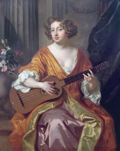 Portrét paní Moll Daviesové, milenky Karla II., květiny namaloval Jean Baptiste Monnoyer (1636-69)